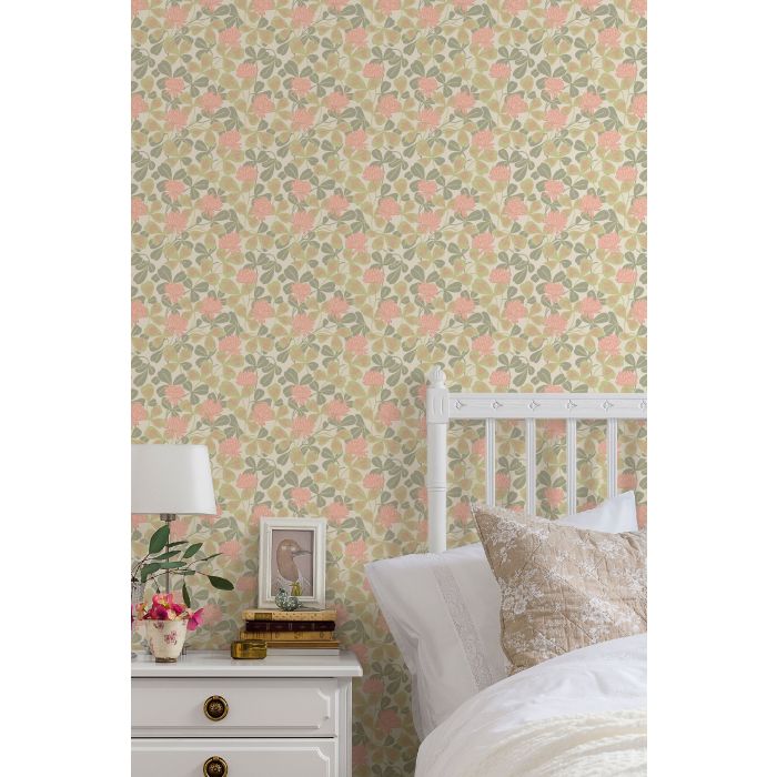 Tapet Klöver Rosa Gammalsvenska