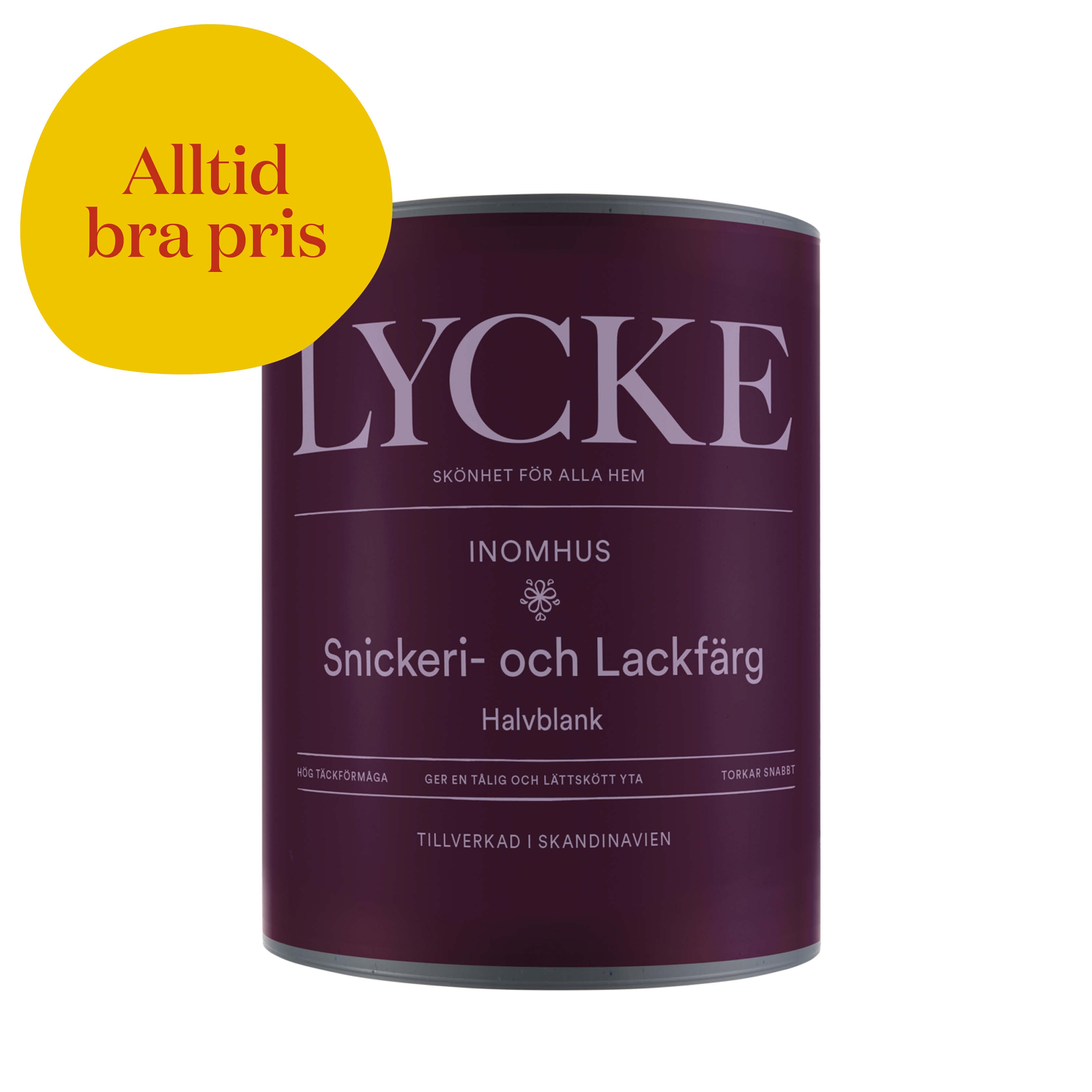 LYCKE SNICKERI- & LACKFÄRG HALVBLANK VIT/A-BAS 0,675L