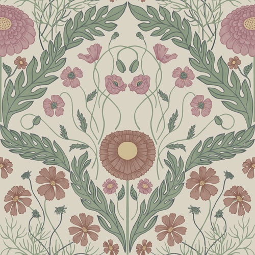 BLOMSTERMÅLA TAPET