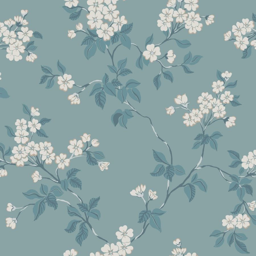 TAPET BLOMMOR&BLAD KARIN BLÅ