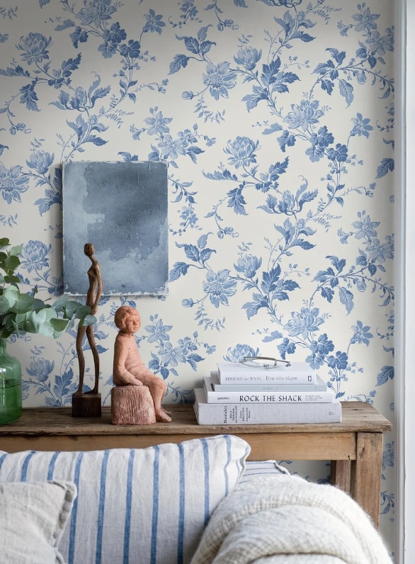 Tapet Blue & White 6146 Blomslinga