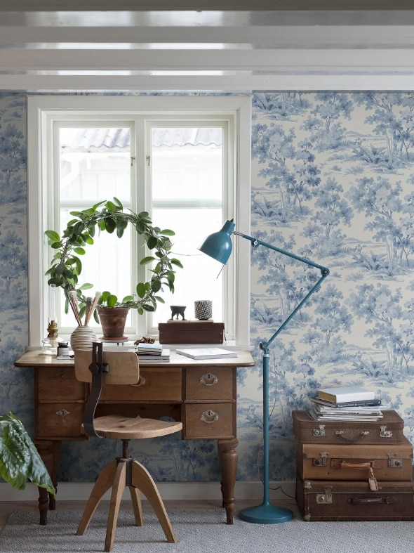 Tapet Blue & White 6142 Countryside Morning